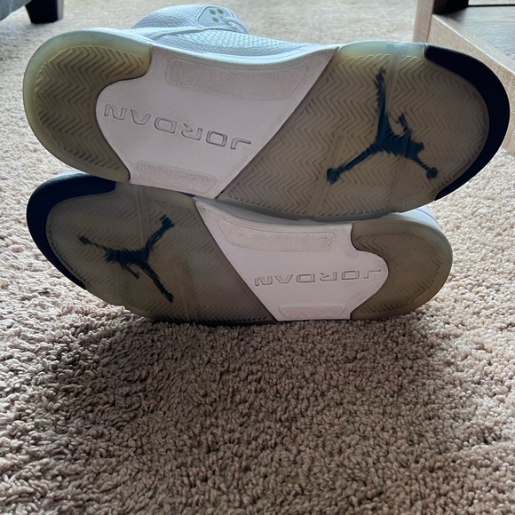 White Air Jordan 5s White metallic Lighting. Size 12, sealed in plastic bagging - Picture 4 of 5